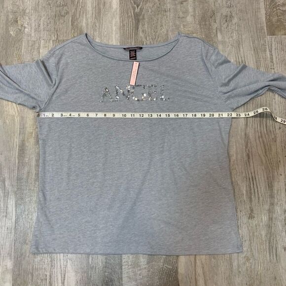 NWT women’s gray Victoria’s Secret long sleeve T-shirt w/angel logo sz L - Picture 10 of 14
